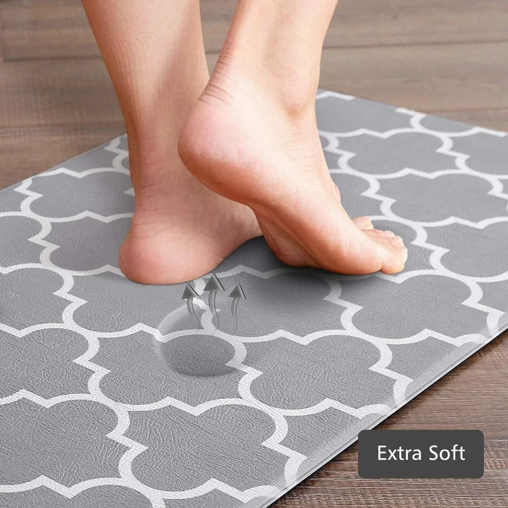 Anti-Fatigue Kitchen Mat Set 2-Piece Cushioned Ergonomic Standing Floor Rugs